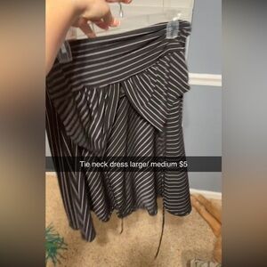 Striped Black and White Women's tie neck dress large